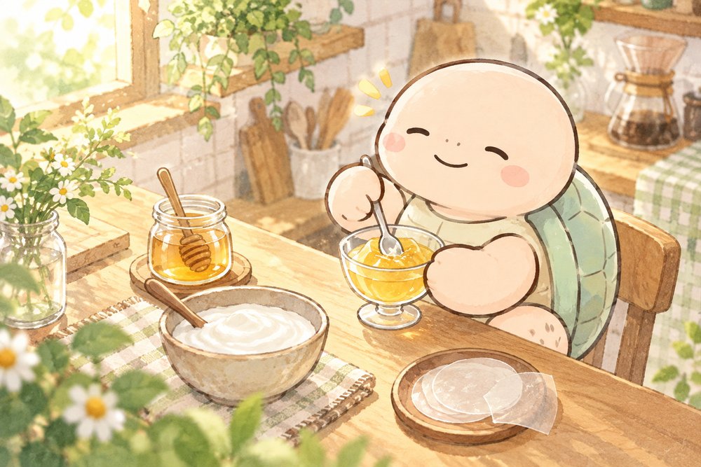 ゼリーに粉薬を混ぜて飲みやすくする亀のナビ助