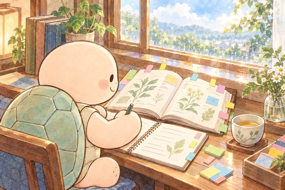 付箋を貼りながら本とノートで学ぶナビ助