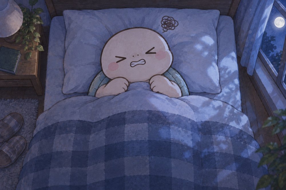 眠りながら歯をくいしばる亀のナビ助